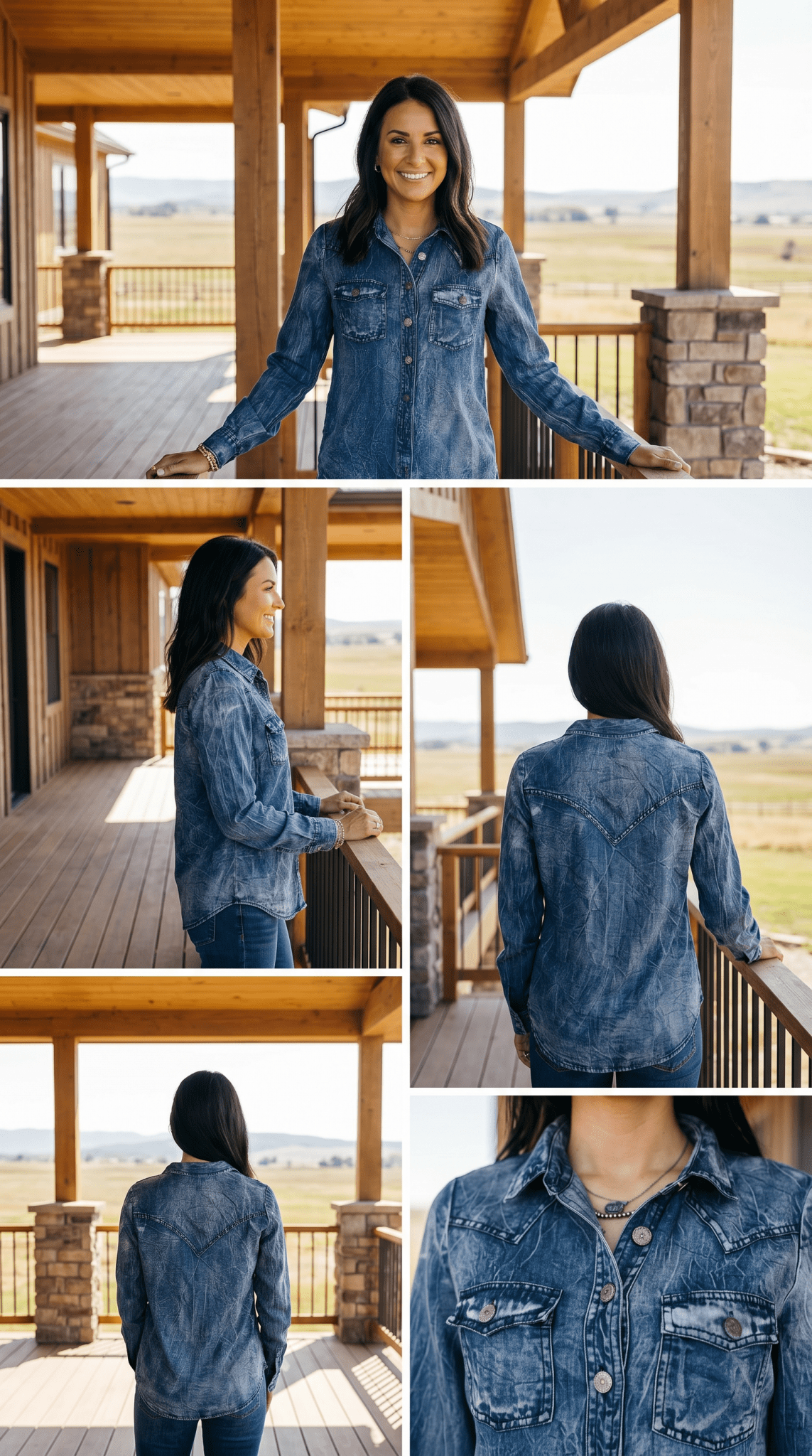 LUCKY & BLESSED Vintage Blue Washed Western Denim Shirt — Concho Button Tencel Cowgirl Statement - Rooted & Reckless Co.