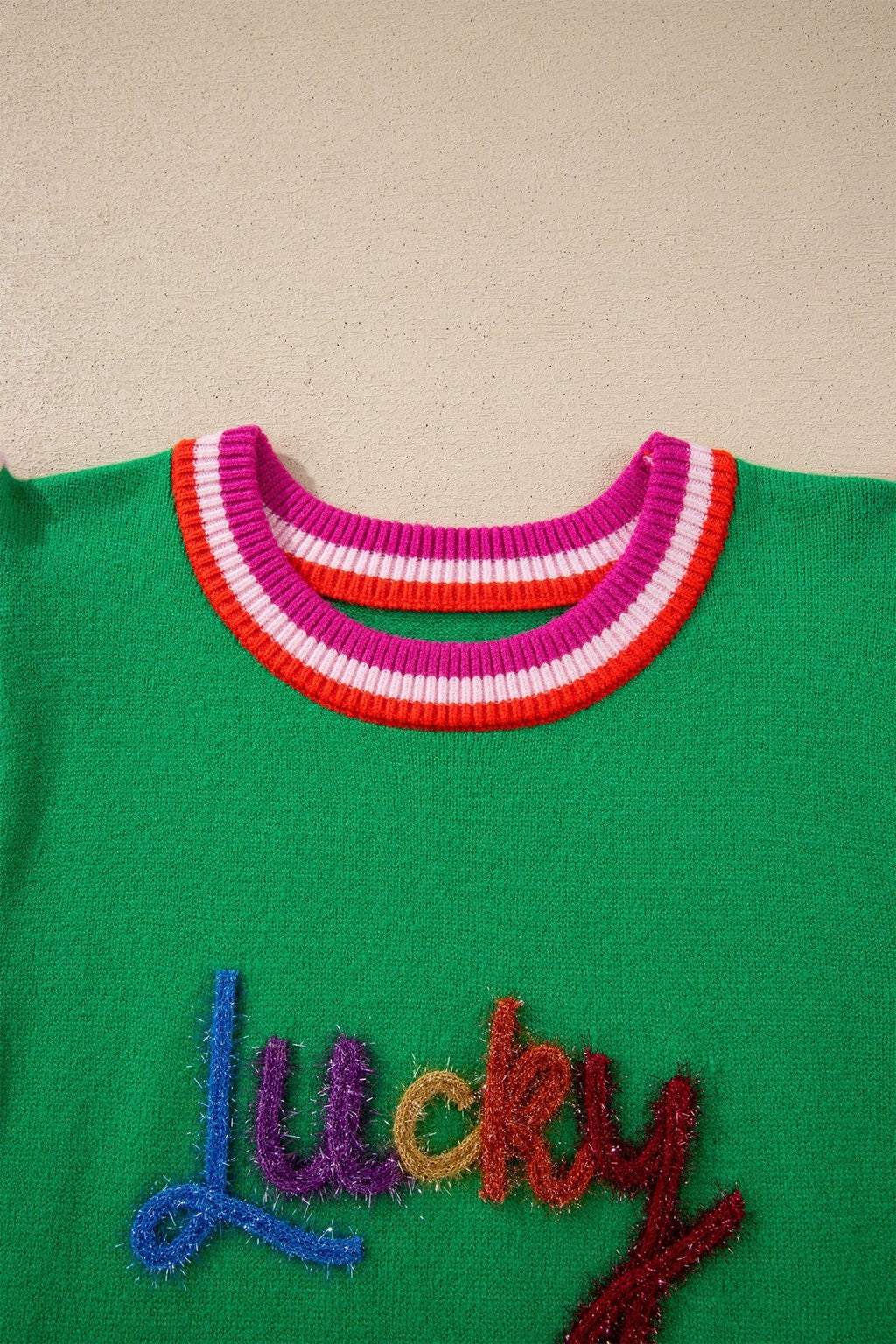 Lucky Stripe Flutter Sleeve Round Neck Sweater - Rooted & Reckless Co.