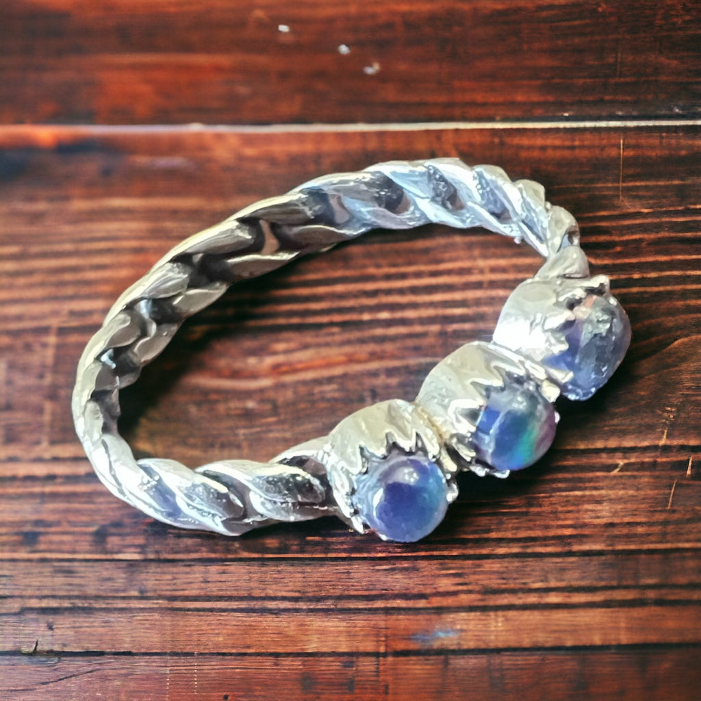 Lux Aurora Opal Sterling Silver Stacker Ring — Western Layering - Rooted & Reckless Co.