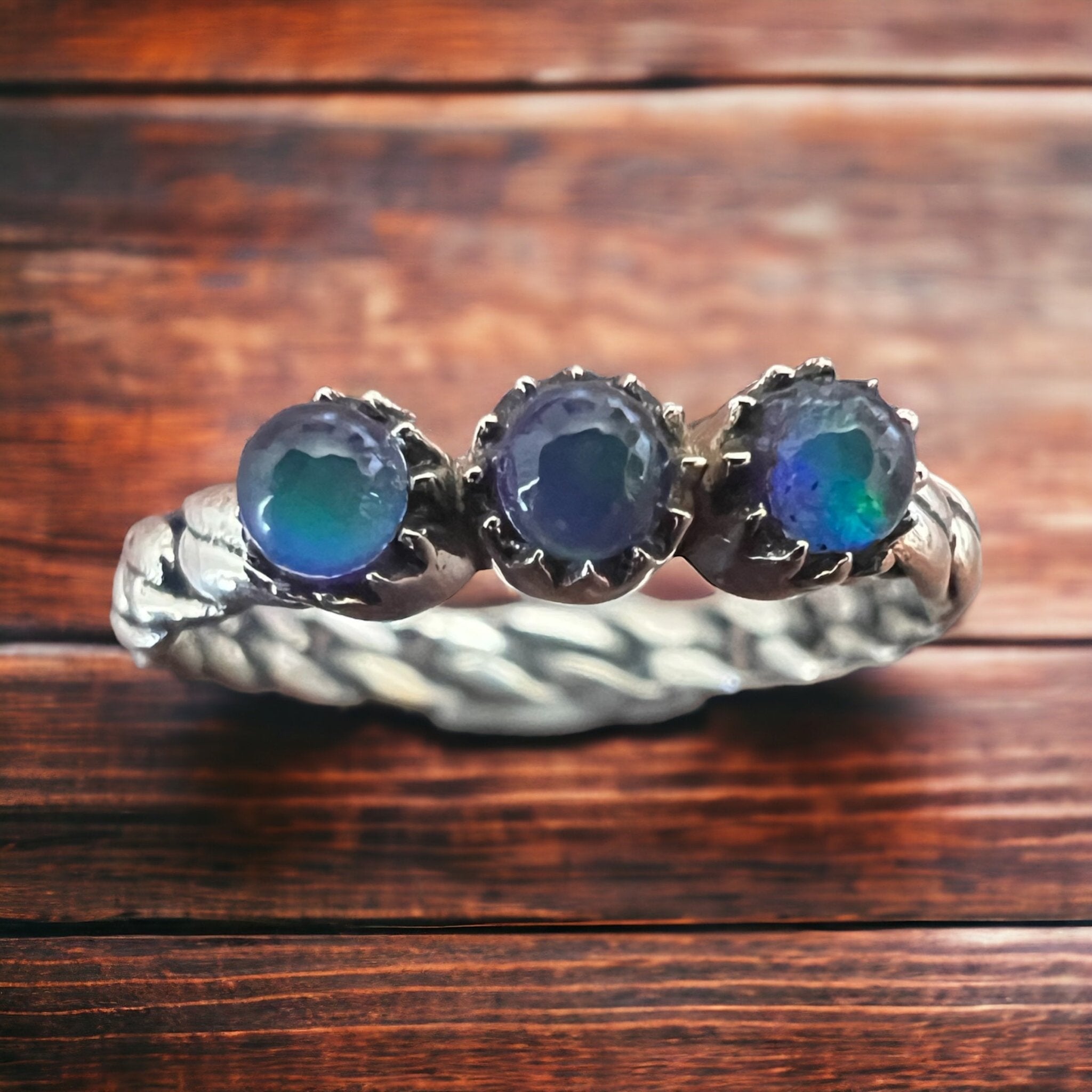 Lux Aurora Opal Sterling Silver Stacker Ring — Western Layering - Rooted & Reckless Co.