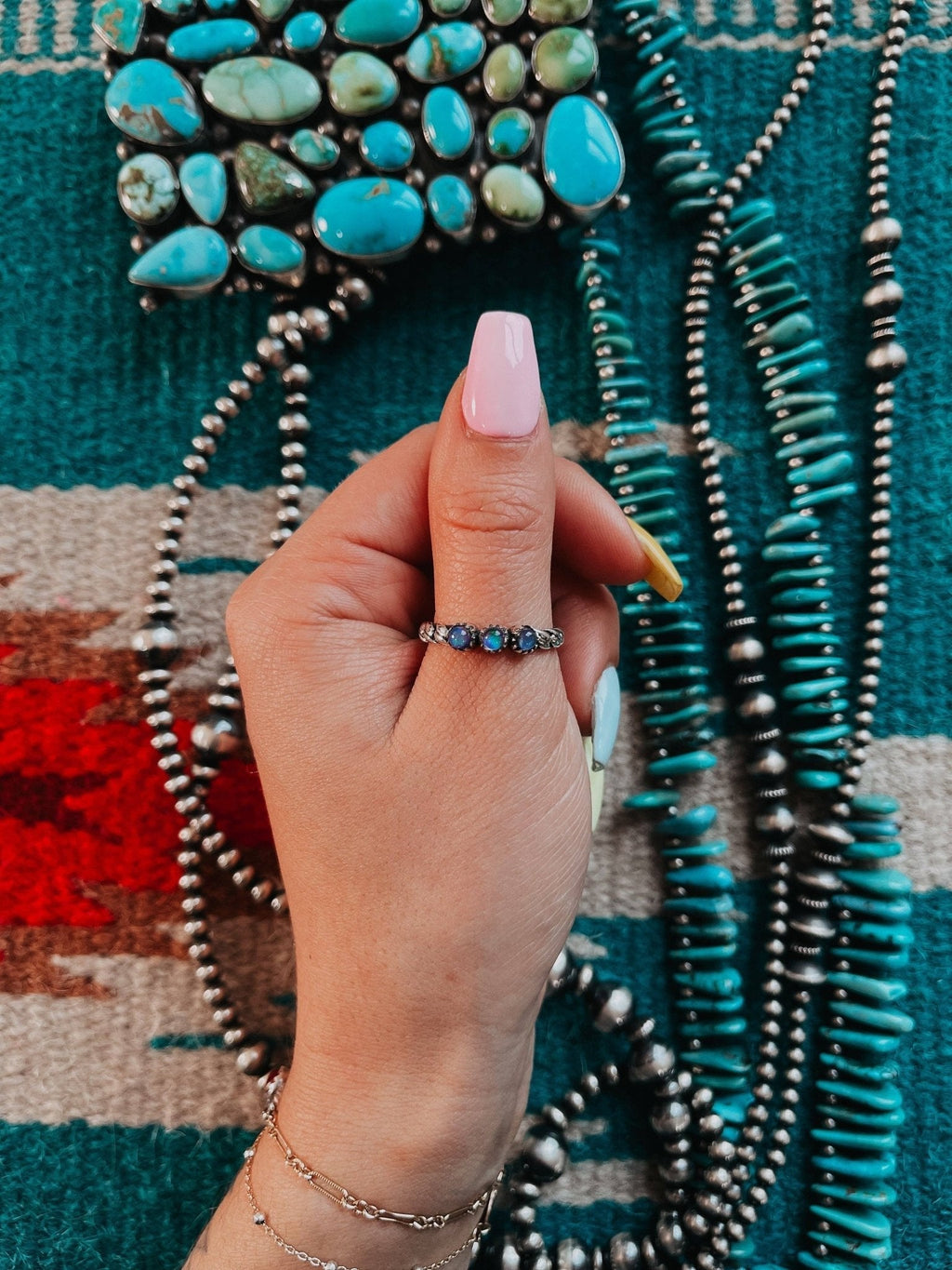 Lux Aurora Opal Sterling Silver Stacker Ring — Western Layering - Rooted & Reckless Co.