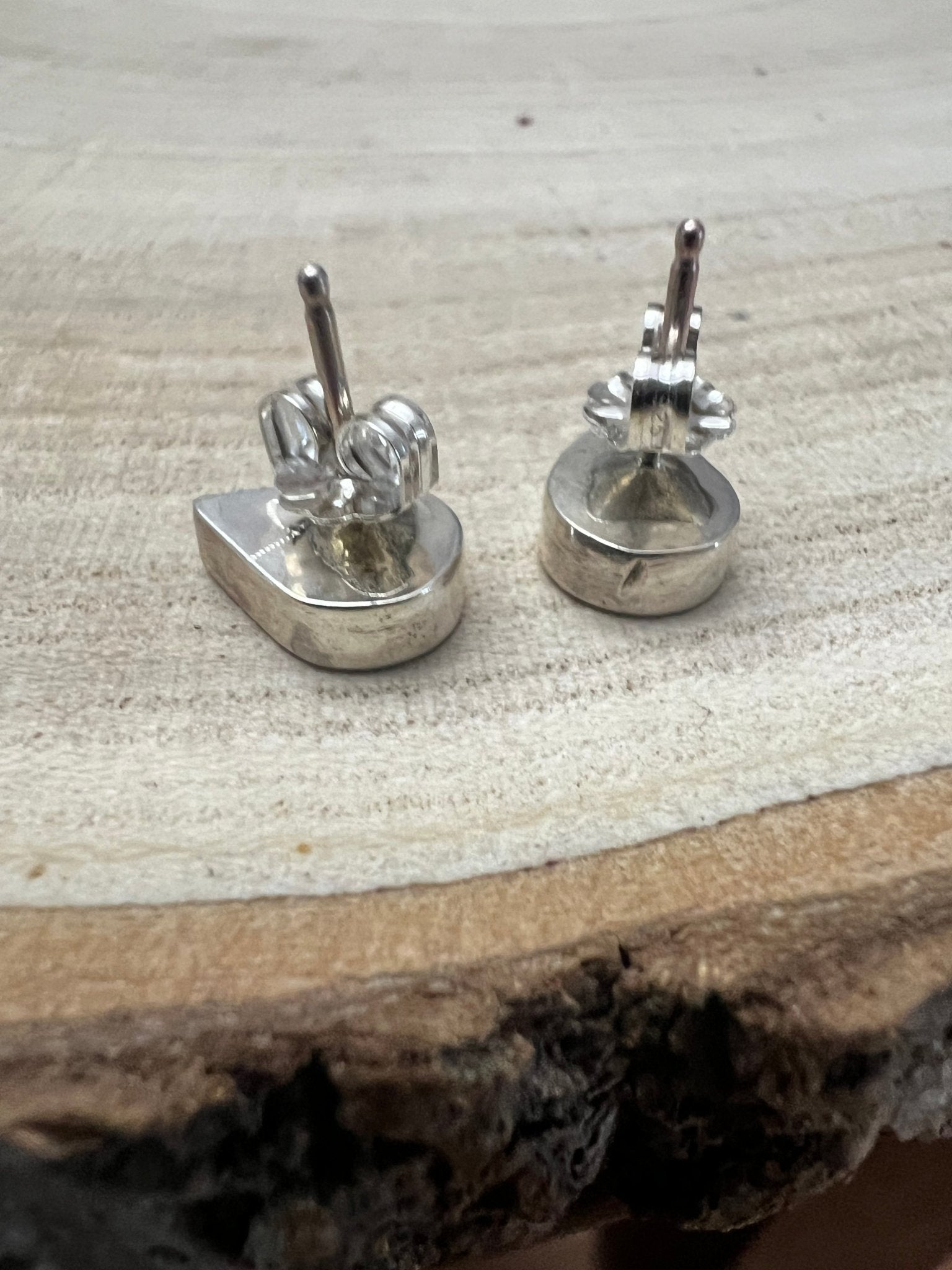 Lynette Johnson Zuni Handcrafted Sterling Silver Inlay Turquoise Post Earrings — 3/8" (10mm) - Rooted & Reckless Co.