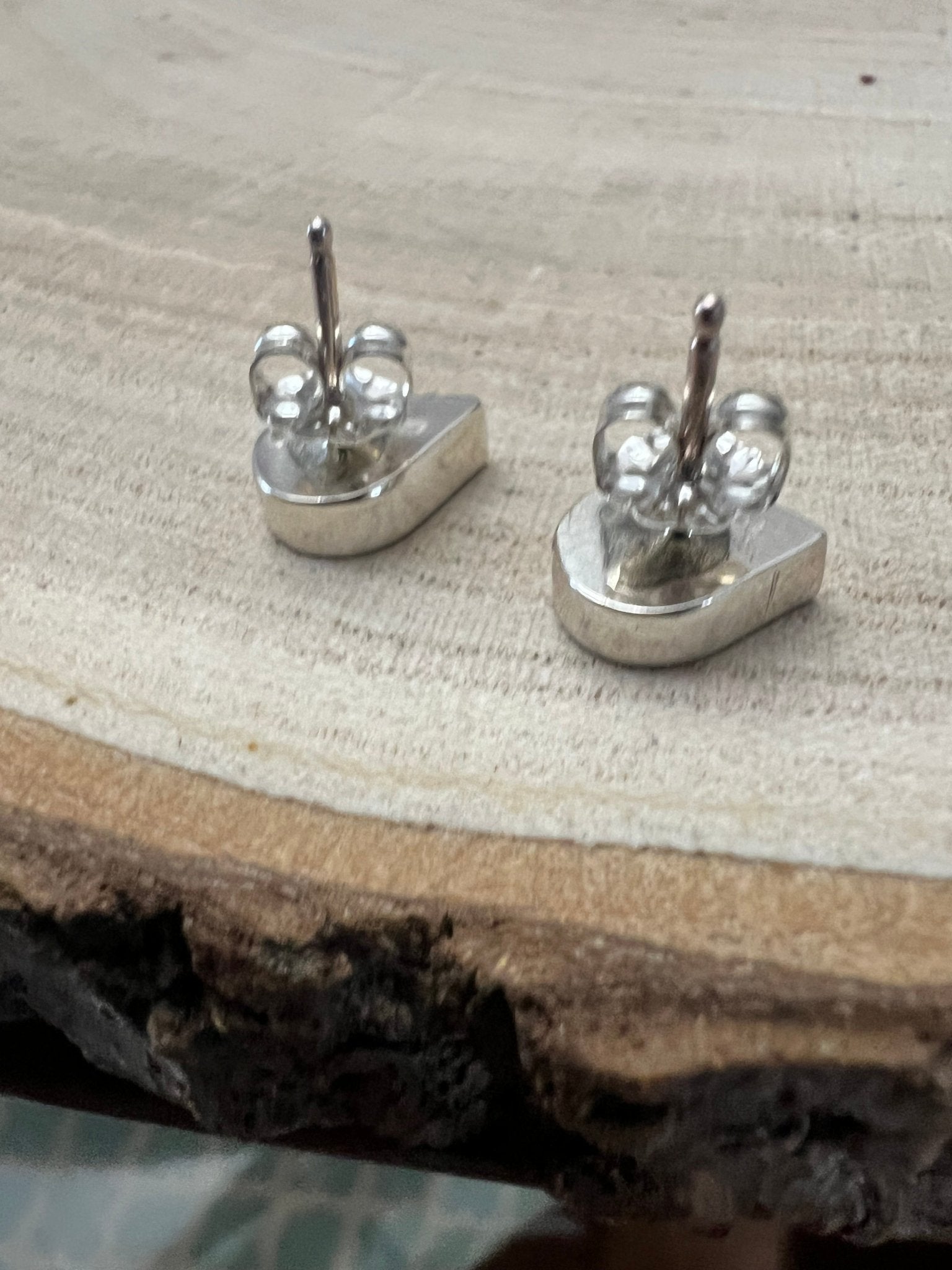 Lynette Johnson Zuni Handcrafted Sterling Silver Inlay Turquoise Post Earrings — 3/8" (10mm) - Rooted & Reckless Co.