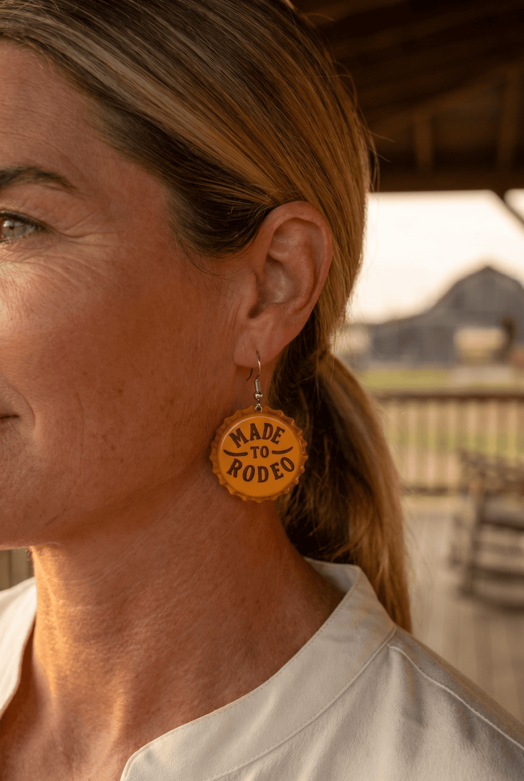 Made to Rodeo Beer Cap Western Earrings — Playful Rodeo Statement - Rooted & Reckless Co.