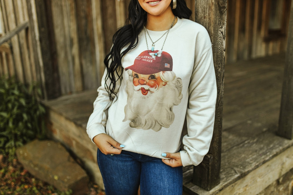 MAGA Santa Graphic Sweatshirt - Rooted & Reckless Co.