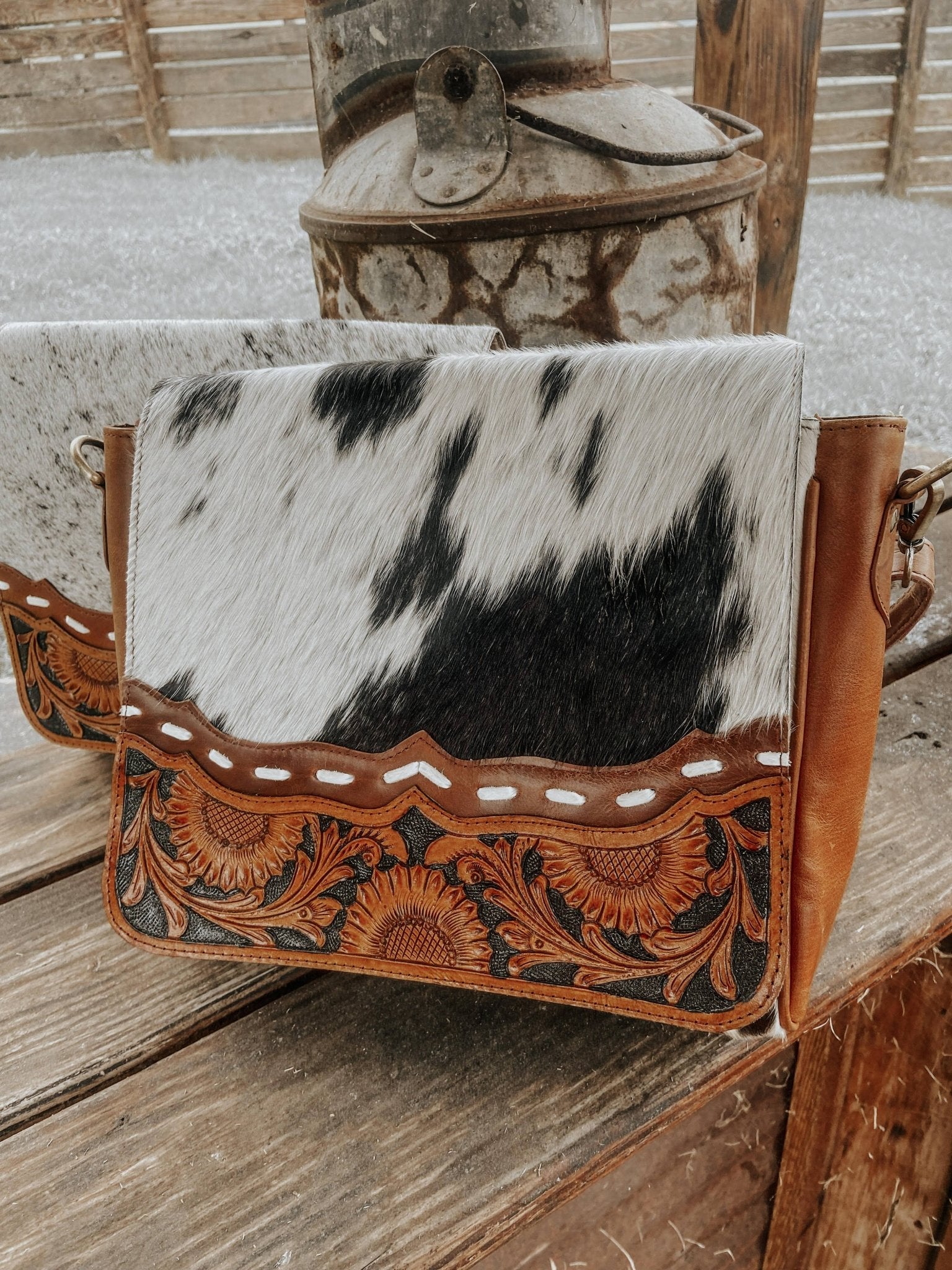 Magedalen Tooled Leather Cowhide Purse, Shoulder Bag - Rooted & Reckless Co.