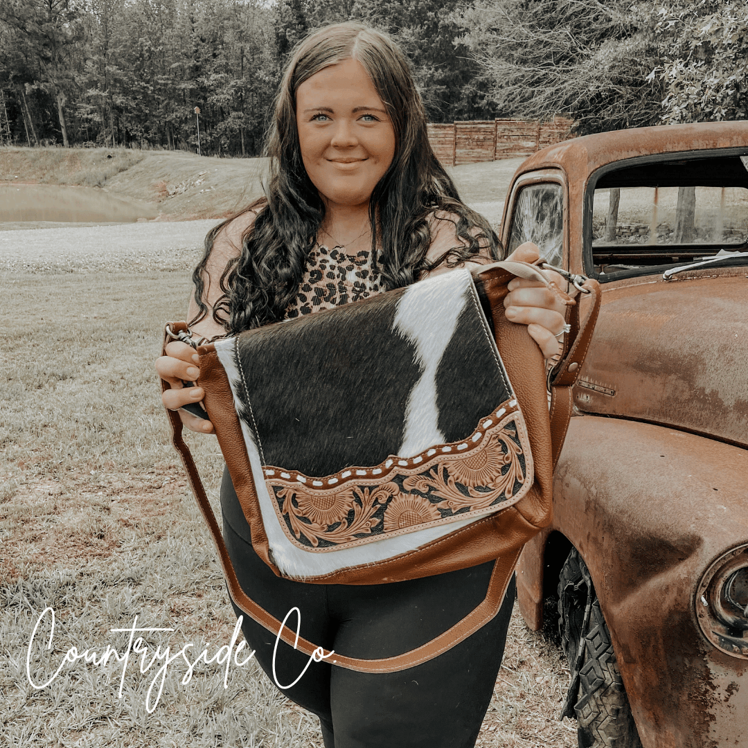 Magedalen Tooled Leather Cowhide Purse, Shoulder Bag - Rooted & Reckless Co.