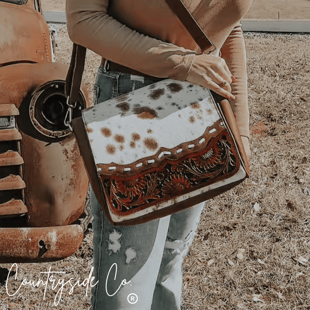 Magedalen Tooled Leather Cowhide Purse, Shoulder Bag - Rooted & Reckless Co.
