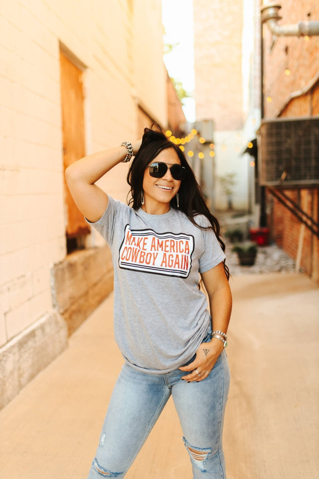 Make America Cowboy Again Banner Graphic Tee - Rooted & Reckless Co.