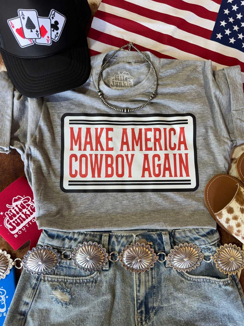Make America Cowboy Again Banner Graphic Tee - Rooted & Reckless Co.
