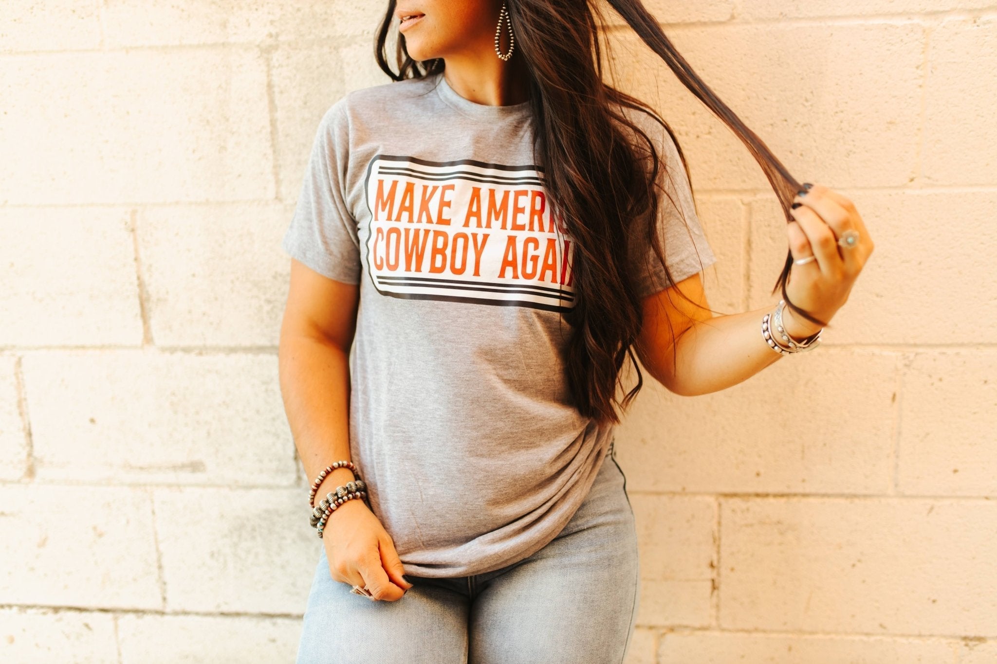 Make America Cowboy Again Banner Graphic Tee - Rooted & Reckless Co.