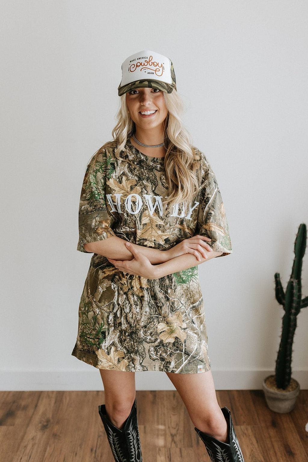 Make America Cowboy Again Camo Trucker Hat - Rooted & Reckless Co.