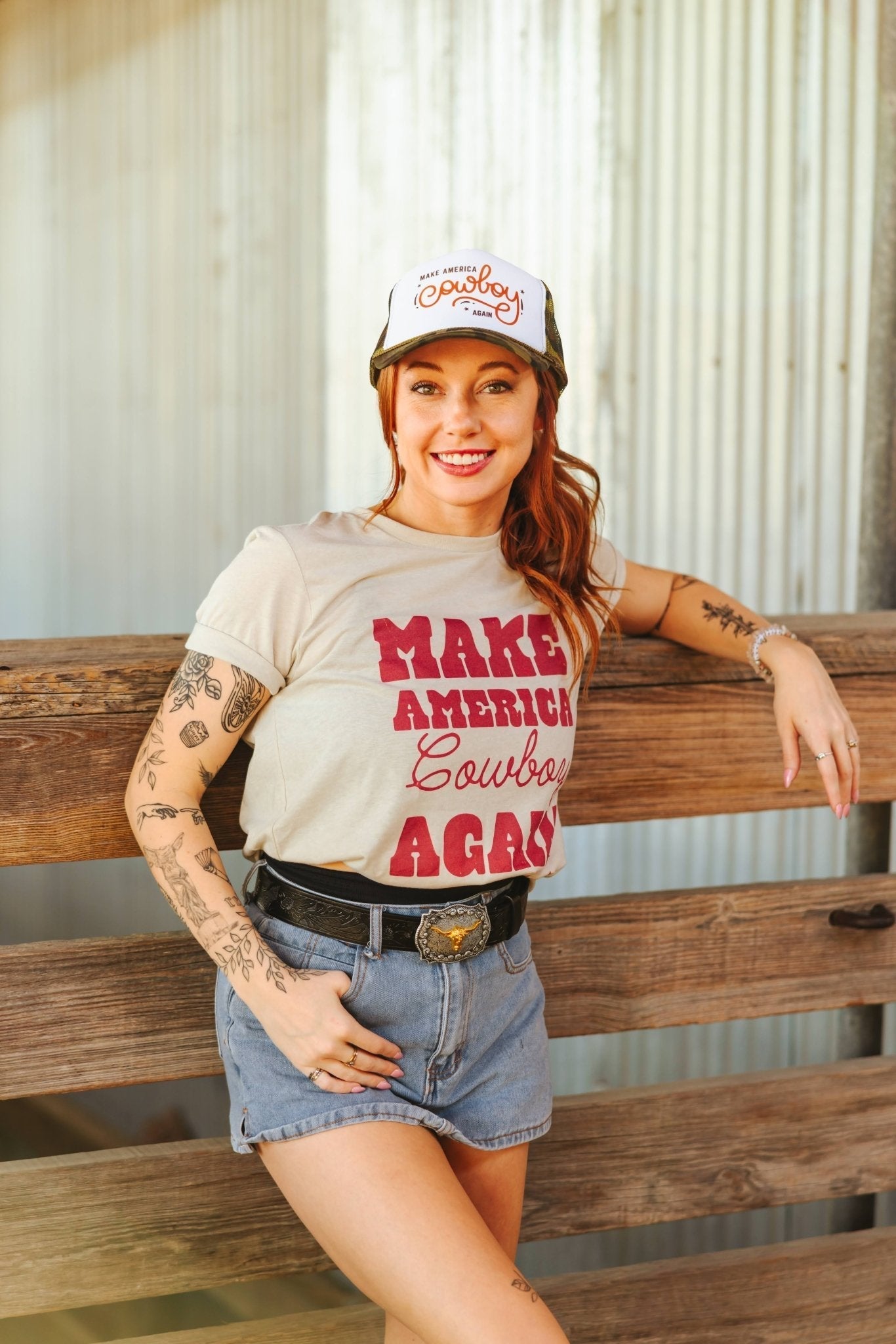 Make America Cowboy Again Stars Graphic Tee - Rooted & Reckless Co.