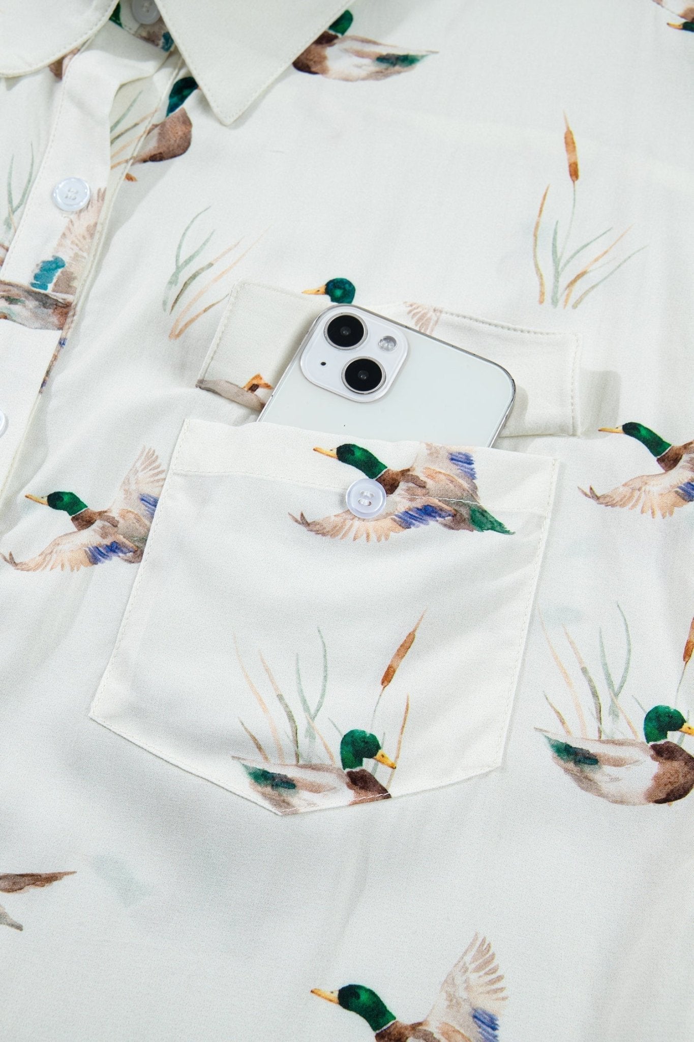 Mallard Button Flap Pocket Collared Blouse - Rooted & Reckless Co.