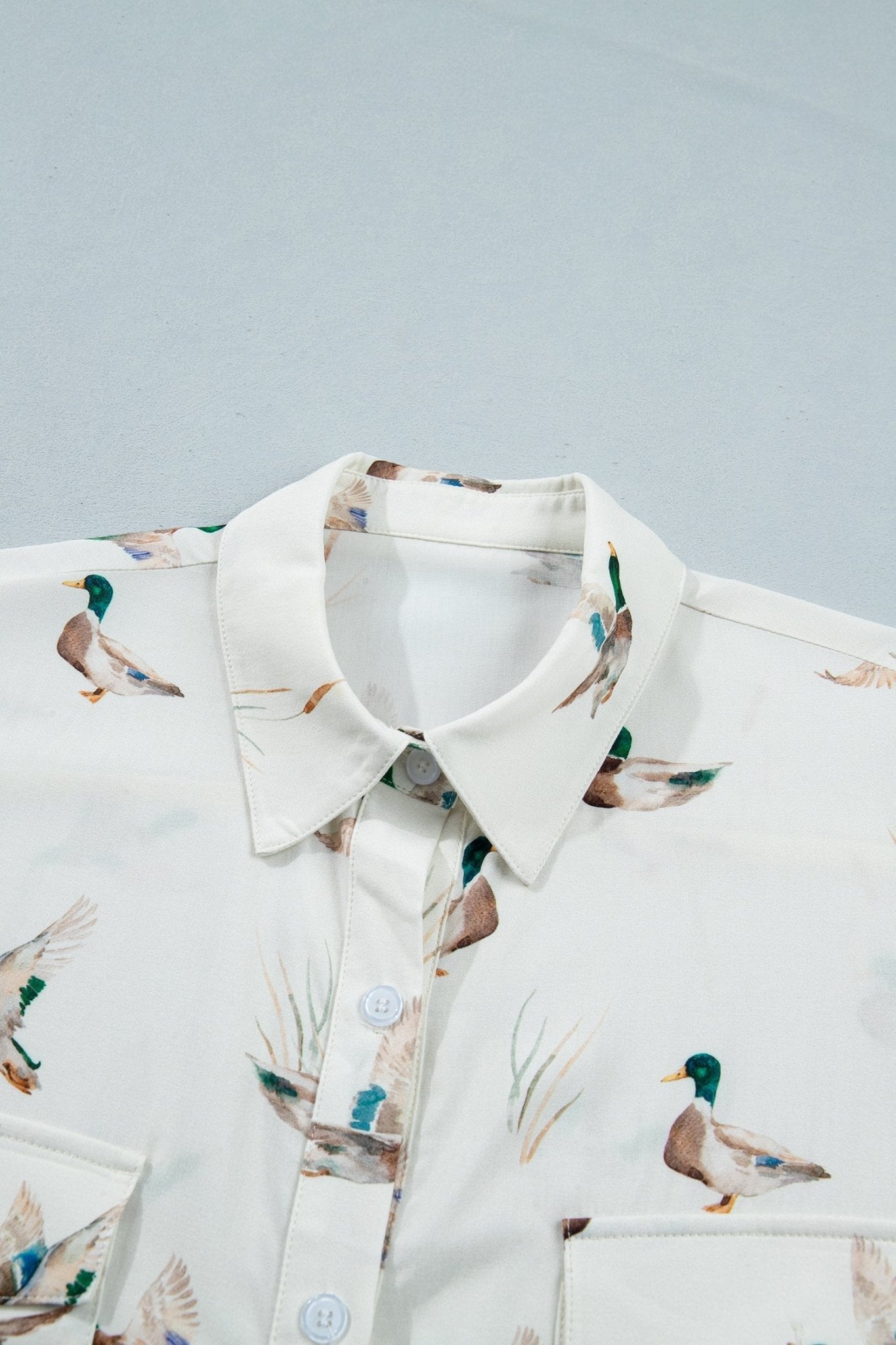 Mallard Button Flap Pocket Collared Blouse - Rooted & Reckless Co.