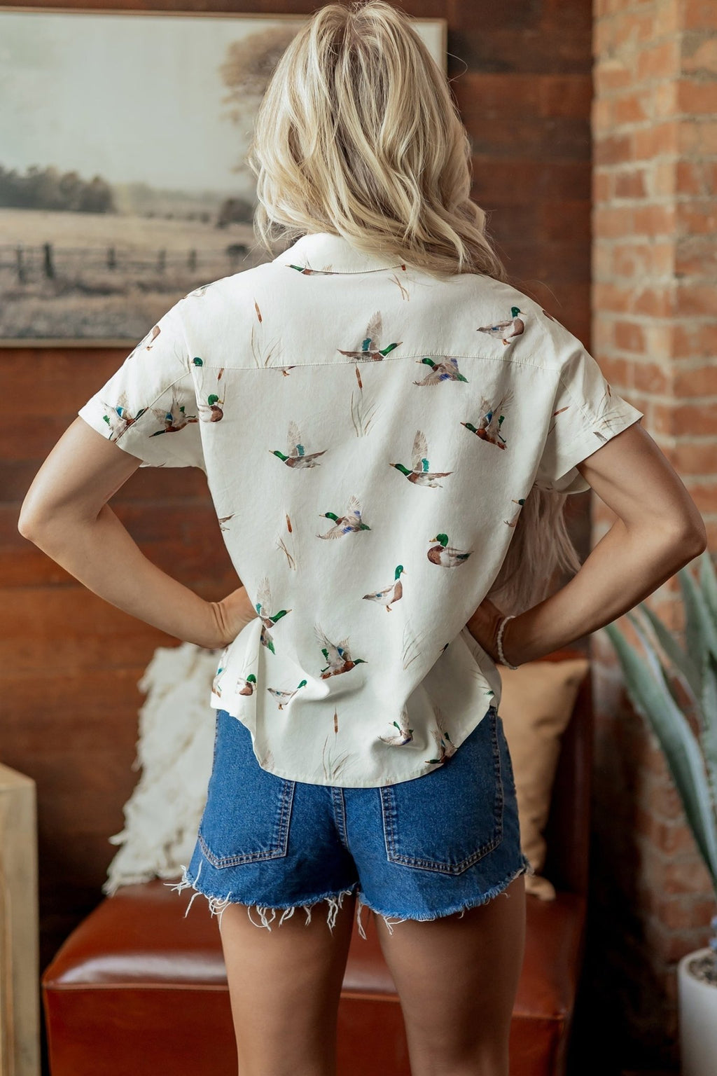 Mallard Button Flap Pocket Collared Blouse - Rooted & Reckless Co.