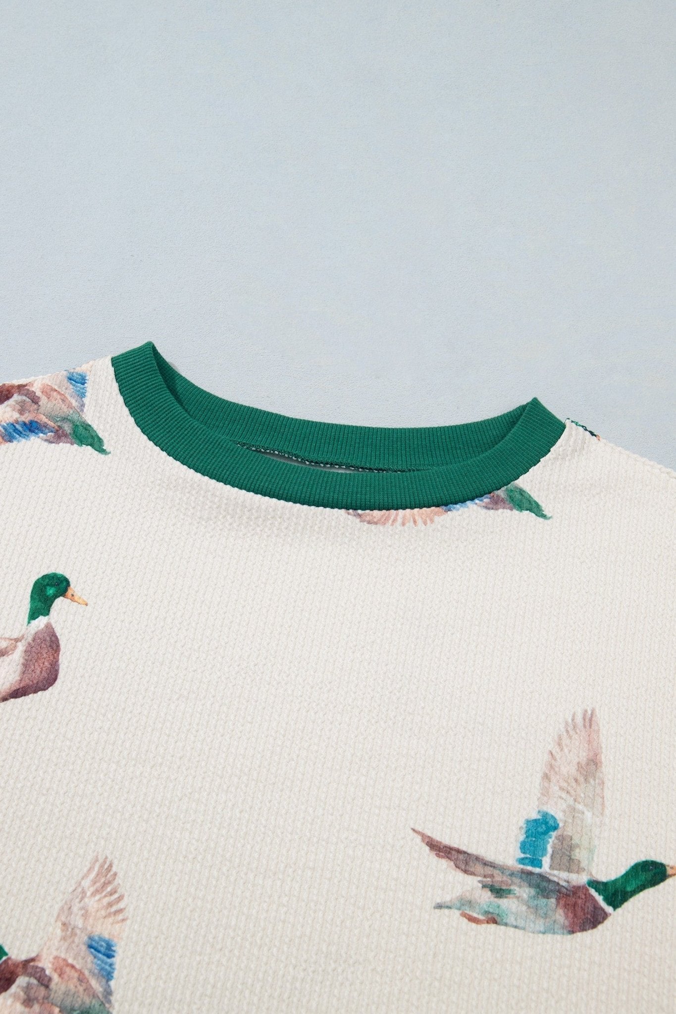 Mallard Duck Corded Knit Crew Neck Pullover Top - Rooted & Reckless Co.