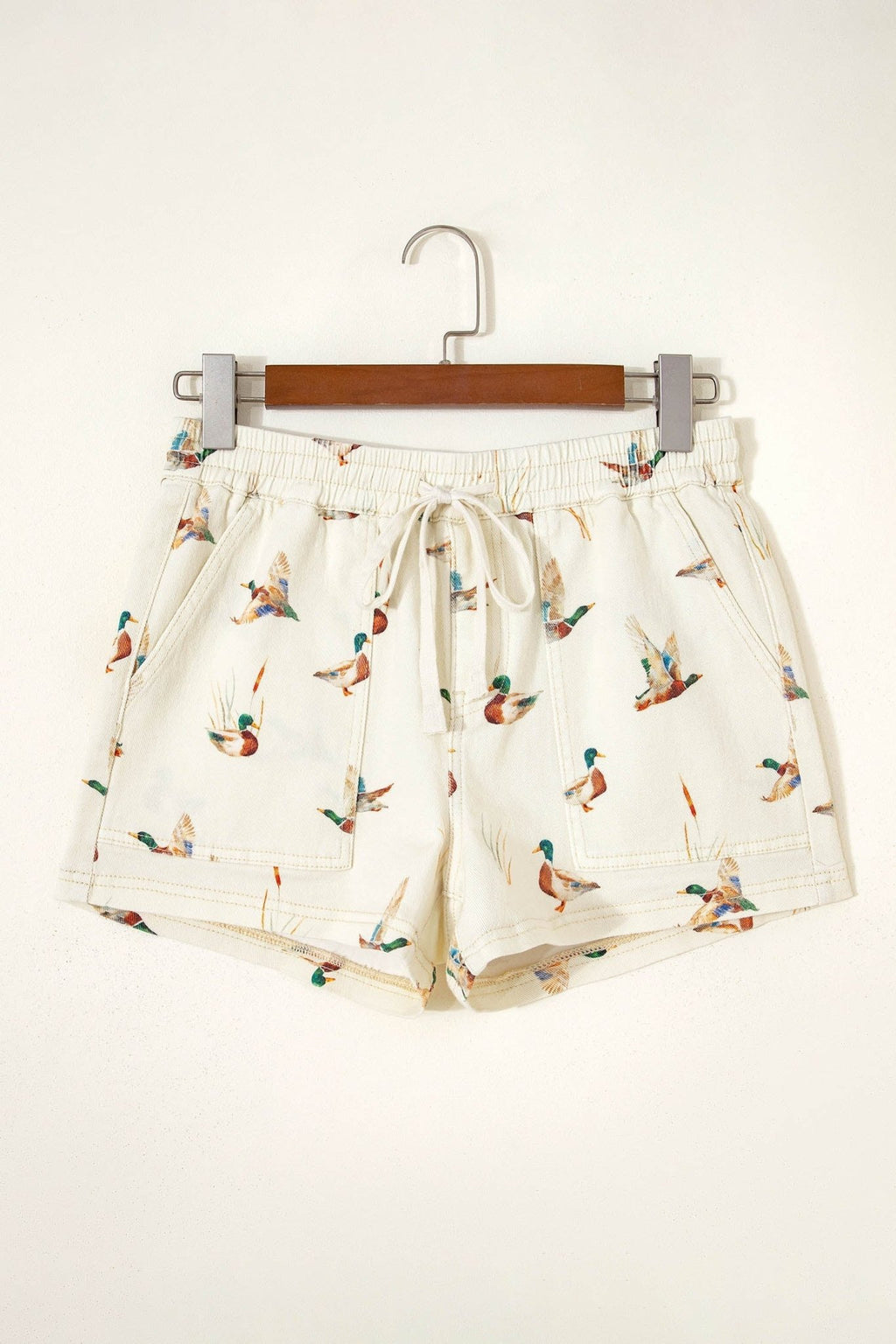 Mallard Duck Denim Drawstring Shorts - Rooted & Reckless Co.