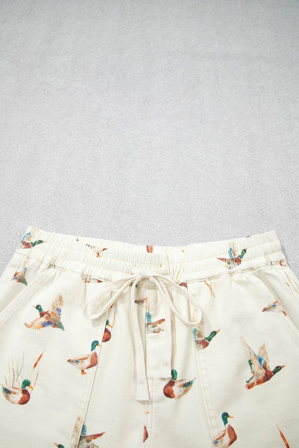 Mallard Duck Denim Drawstring Shorts - Rooted & Reckless Co.