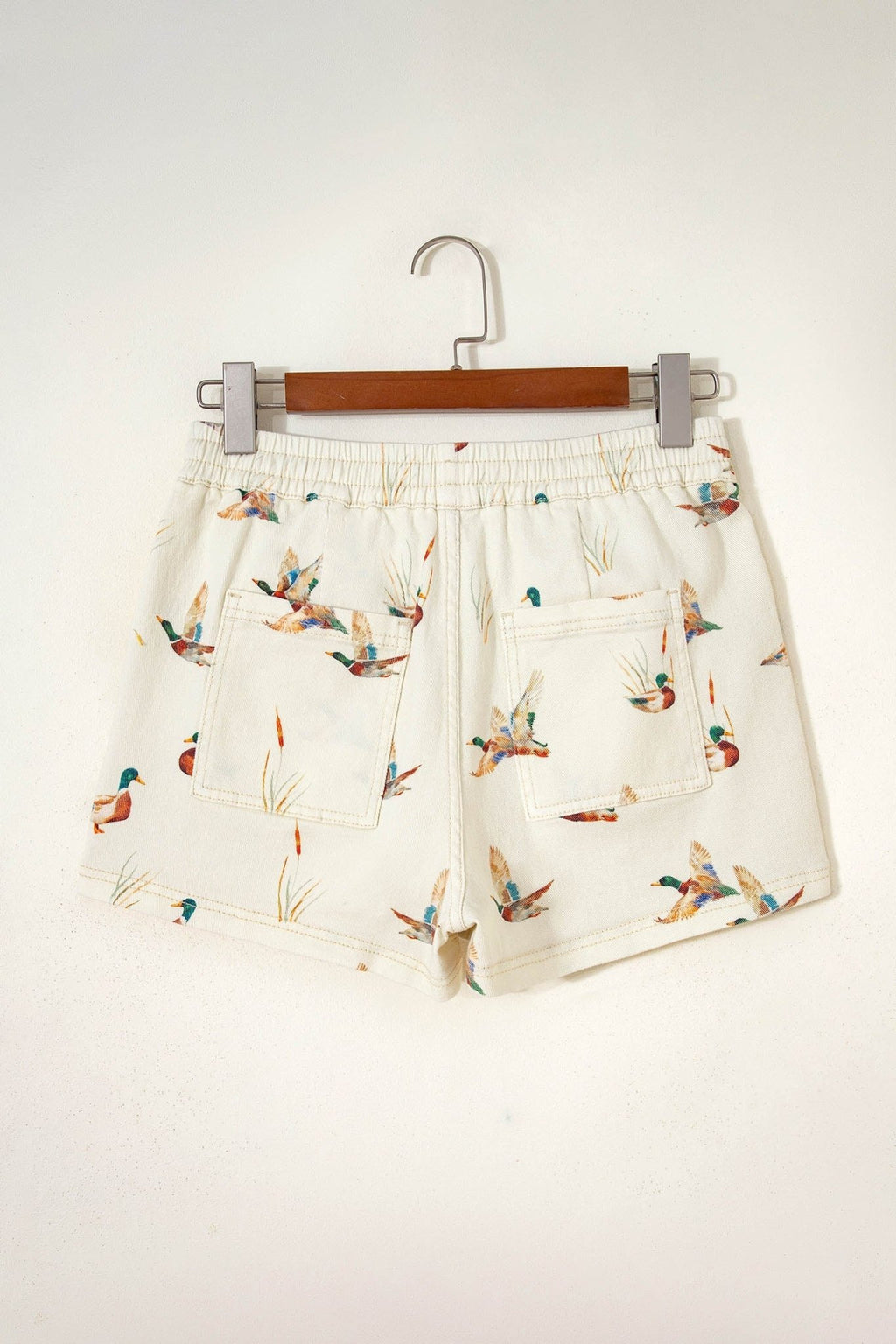 Mallard Duck Denim Drawstring Shorts - Rooted & Reckless Co.