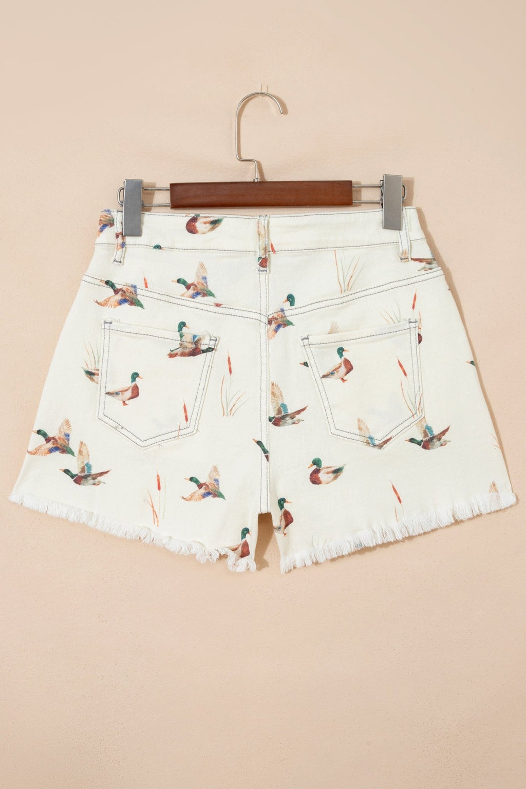 Mallard Duck Denim High Waist Frayed Shorts - Rooted & Reckless Co.