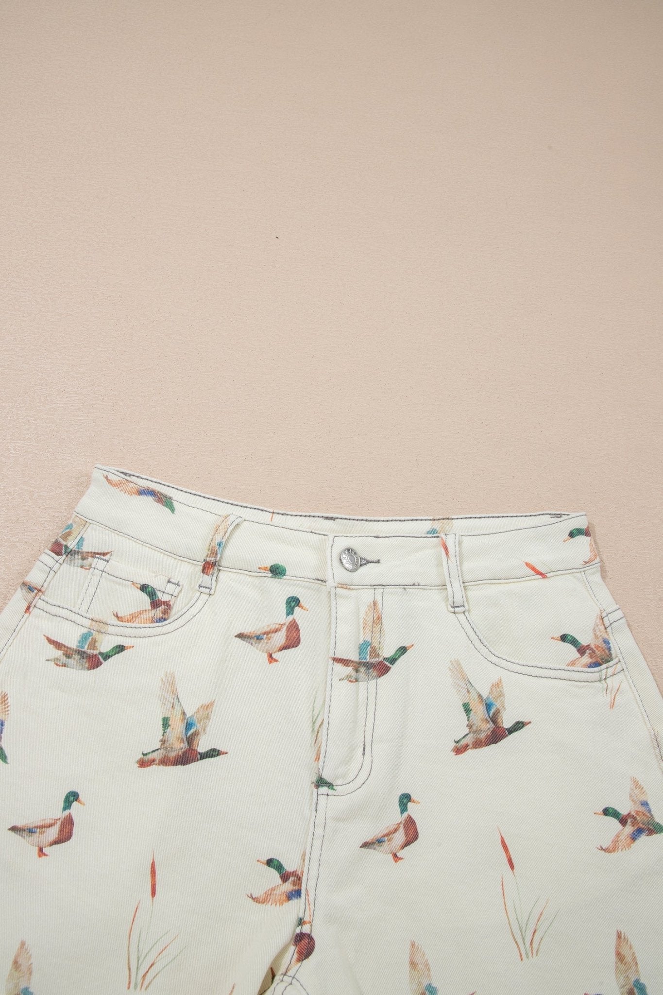 Mallard Duck Denim High Waist Frayed Shorts - Rooted & Reckless Co.