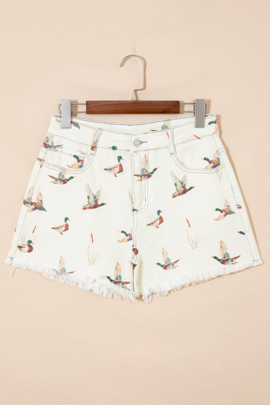 Mallard Duck Denim High Waist Frayed Shorts - Rooted & Reckless Co.