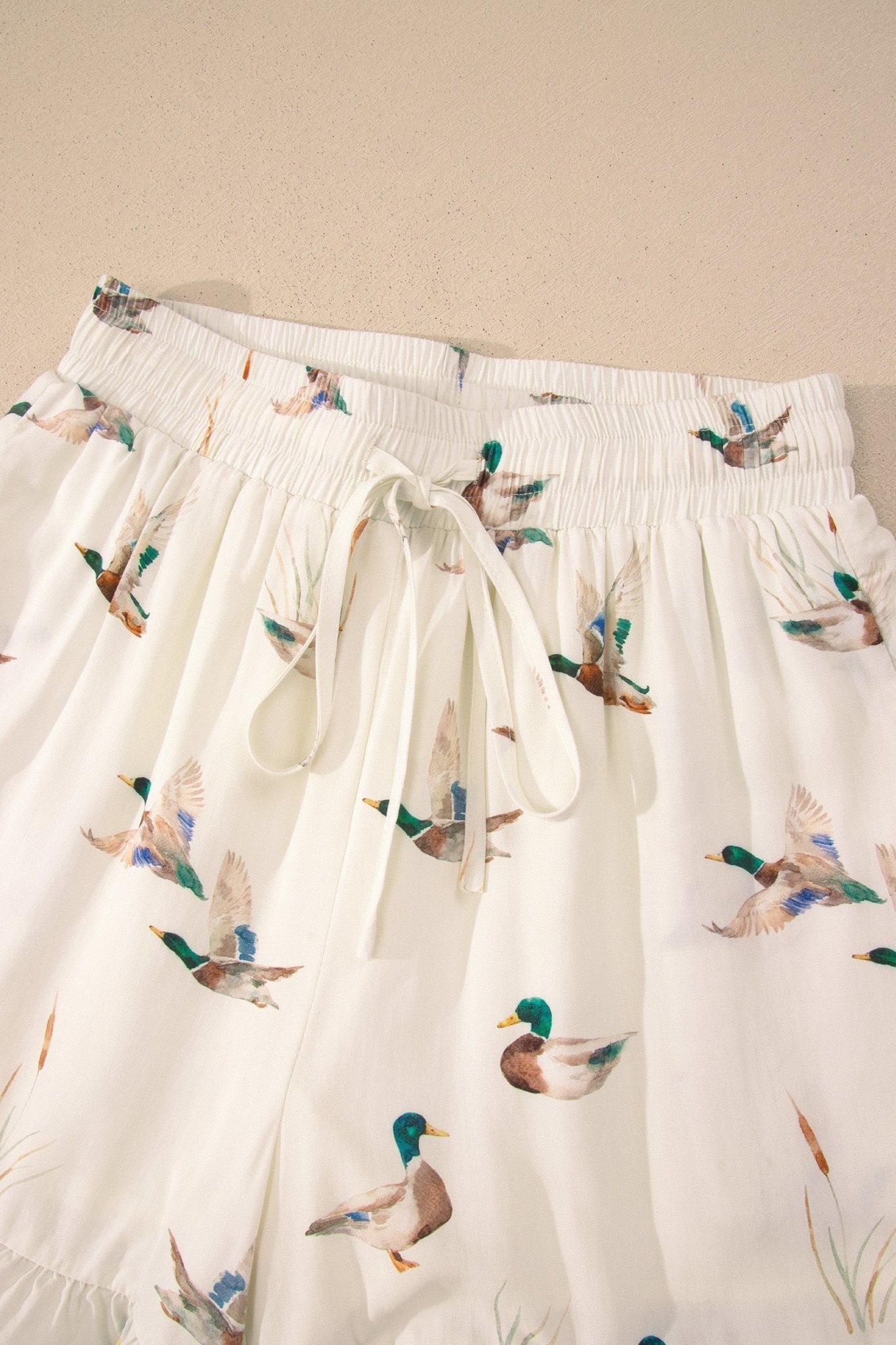 Mallard Ruffle Buttoned Shirt & Shorts Pajama Set - Rooted & Reckless Co.