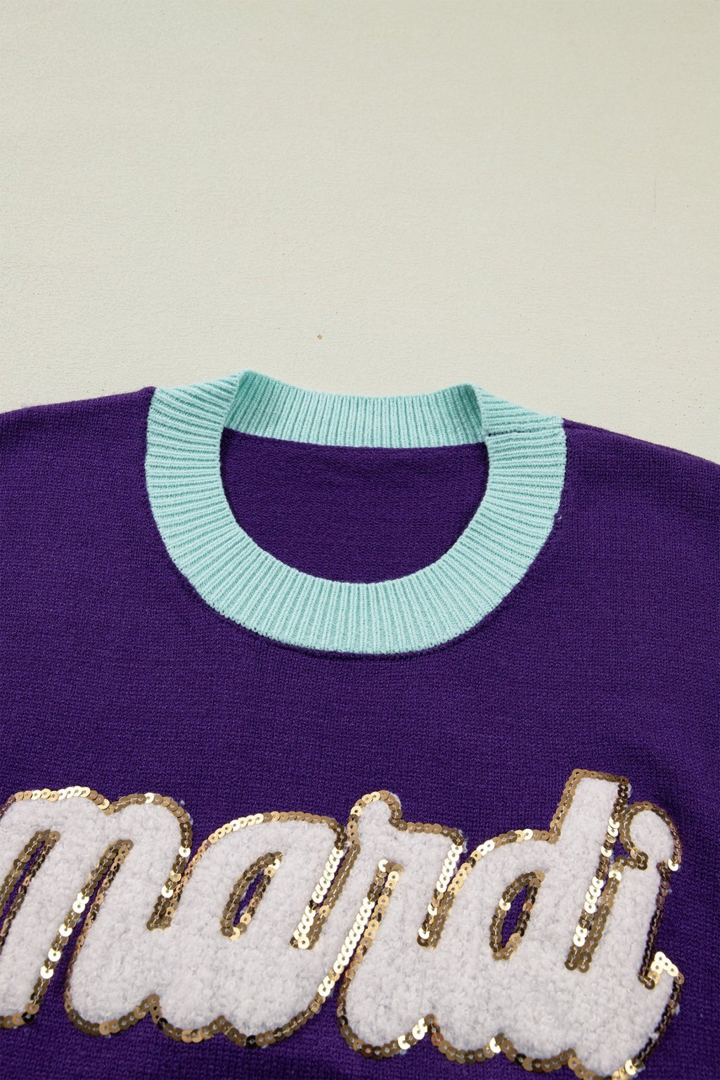 Mardi Gras Colorblock Fuzzy Patchwork Sweater - Rooted & Reckless Co.