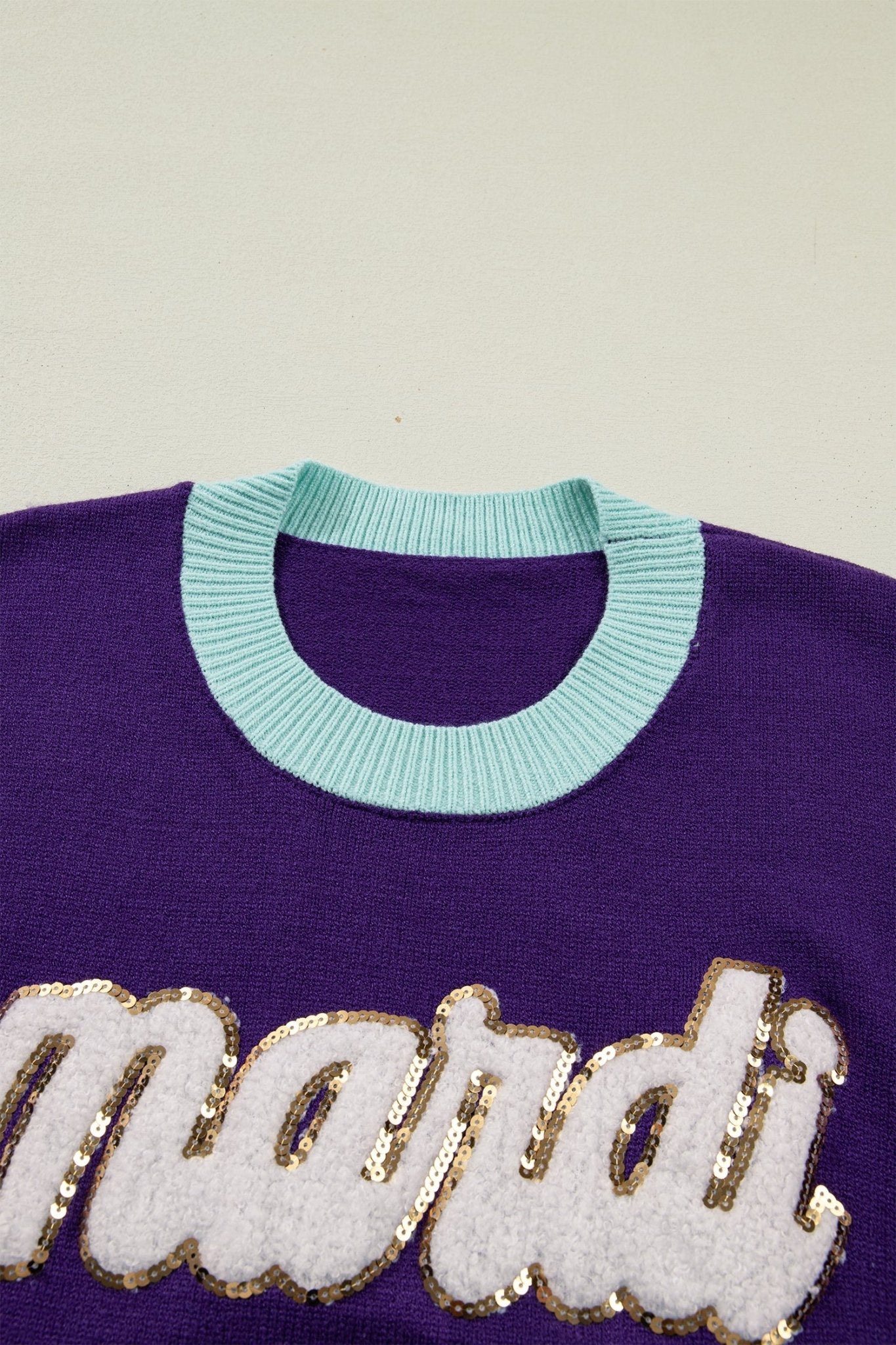 Mardi Gras Colorblock Fuzzy Patchwork Sweater - Rooted & Reckless Co.