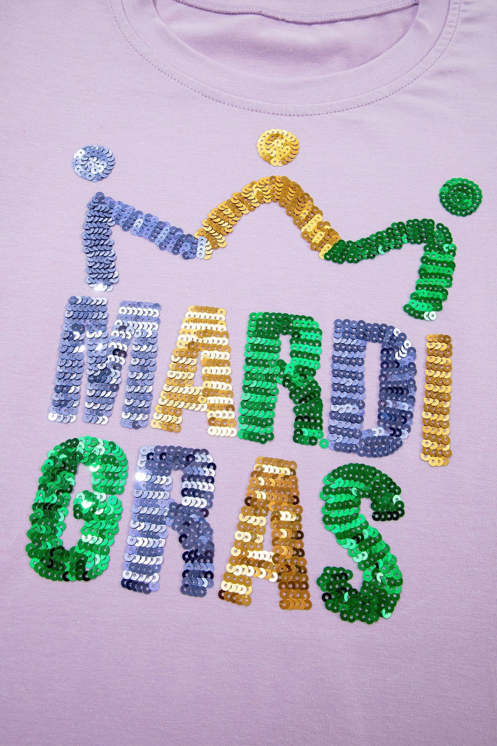 Mardi Gras Sequin Graphic Patchwork T-Shirt - Rooted & Reckless Co.
