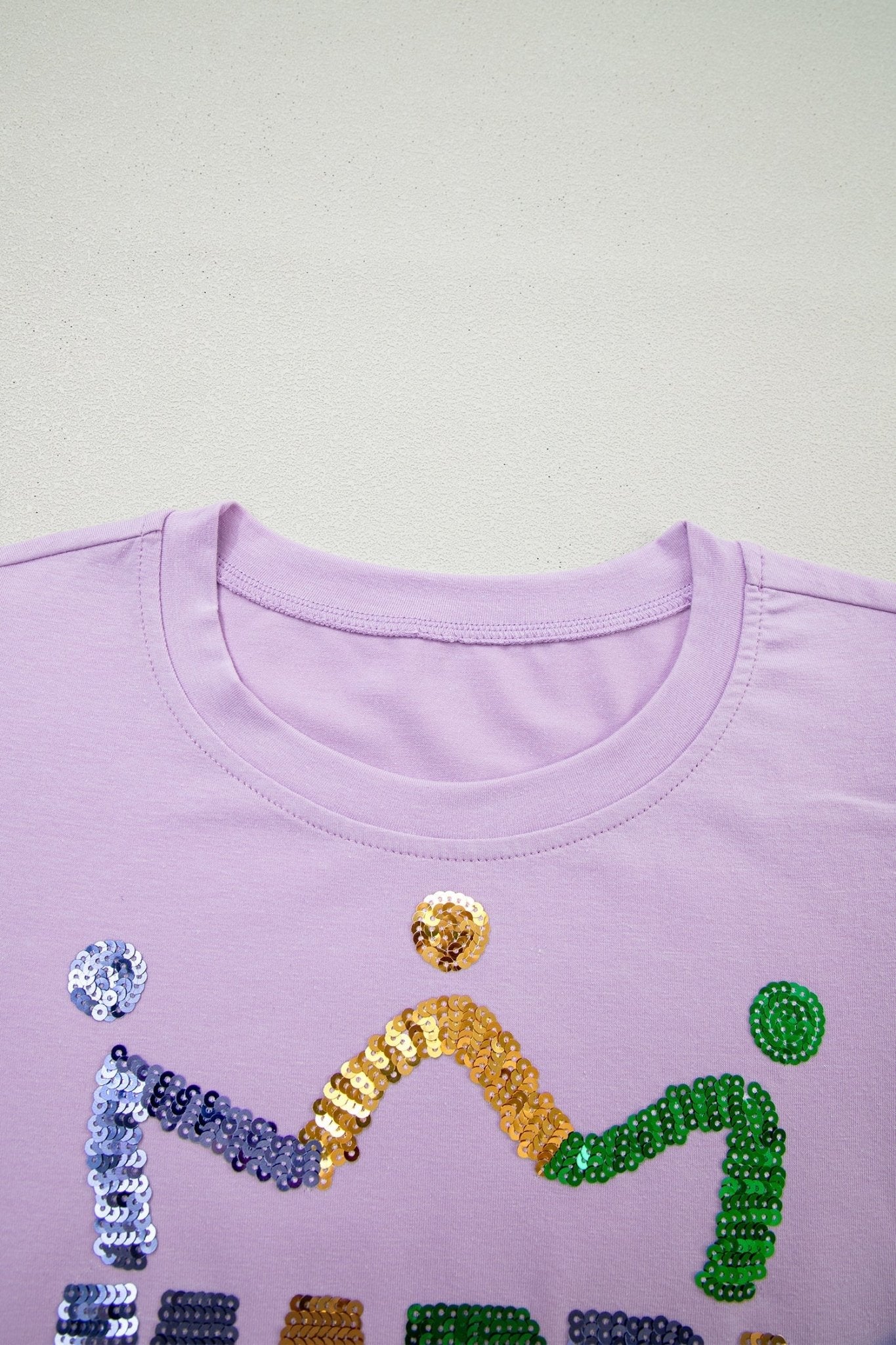 Mardi Gras Sequin Graphic Patchwork T-Shirt - Rooted & Reckless Co.