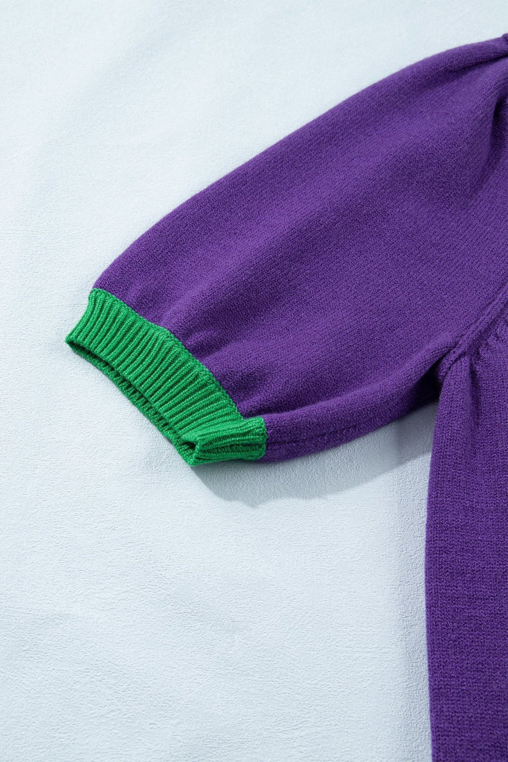 Mardi Gras Tinsel Embroidered Short Sleeve Sweater - Rooted & Reckless Co.