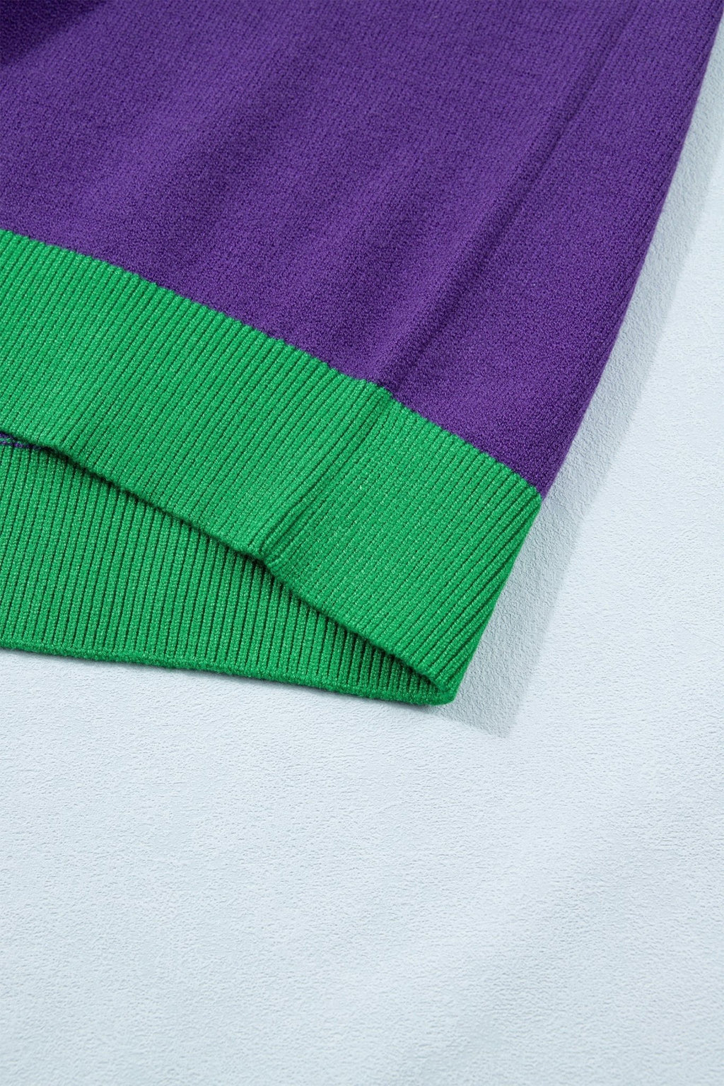 Mardi Gras Tinsel Embroidered Short Sleeve Sweater - Rooted & Reckless Co.