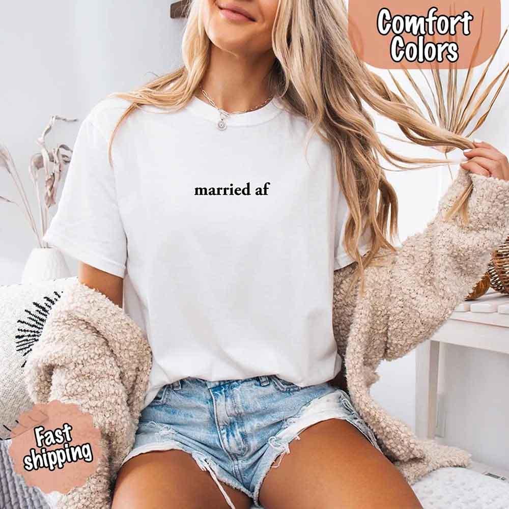 Married AF Comfort Colors T-Shirt, Just Married Couple Tee - Rooted & Reckless Co.