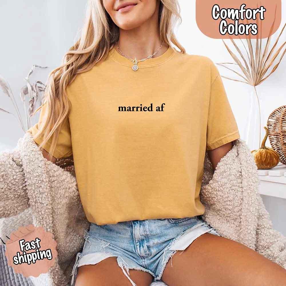 Married AF Comfort Colors T-Shirt, Just Married Couple Tee - Rooted & Reckless Co.