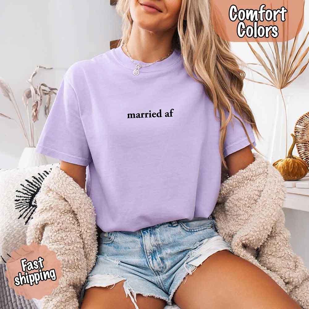 Married AF Comfort Colors T-Shirt, Just Married Couple Tee - Rooted & Reckless Co.