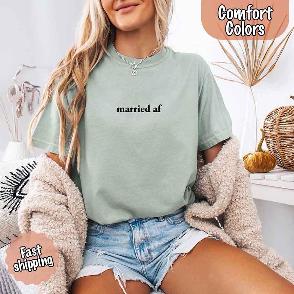 Married AF Comfort Colors T-Shirt, Just Married Couple Tee - Rooted & Reckless Co.