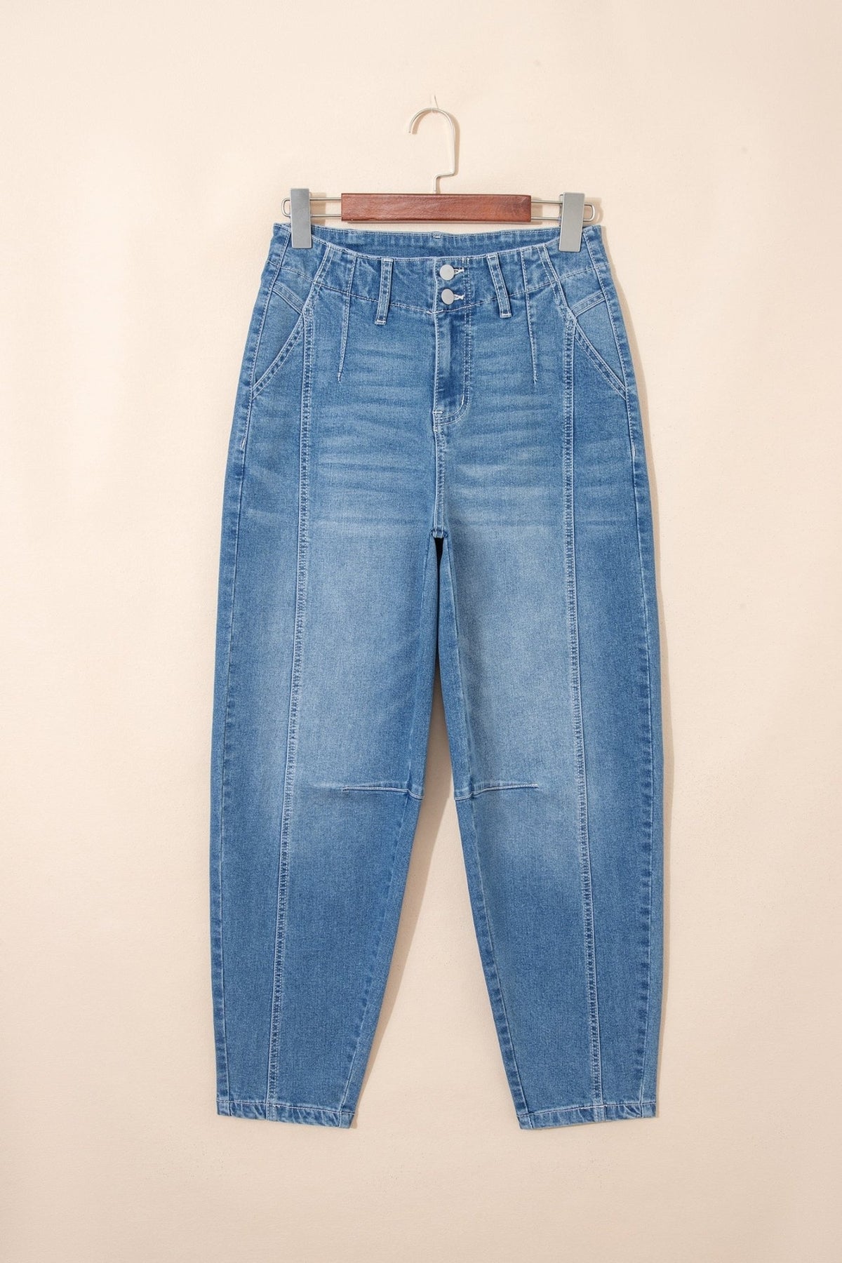 Medium Wash Denim High Waist Barrel Leg Jeans - Rooted & Reckless Co.