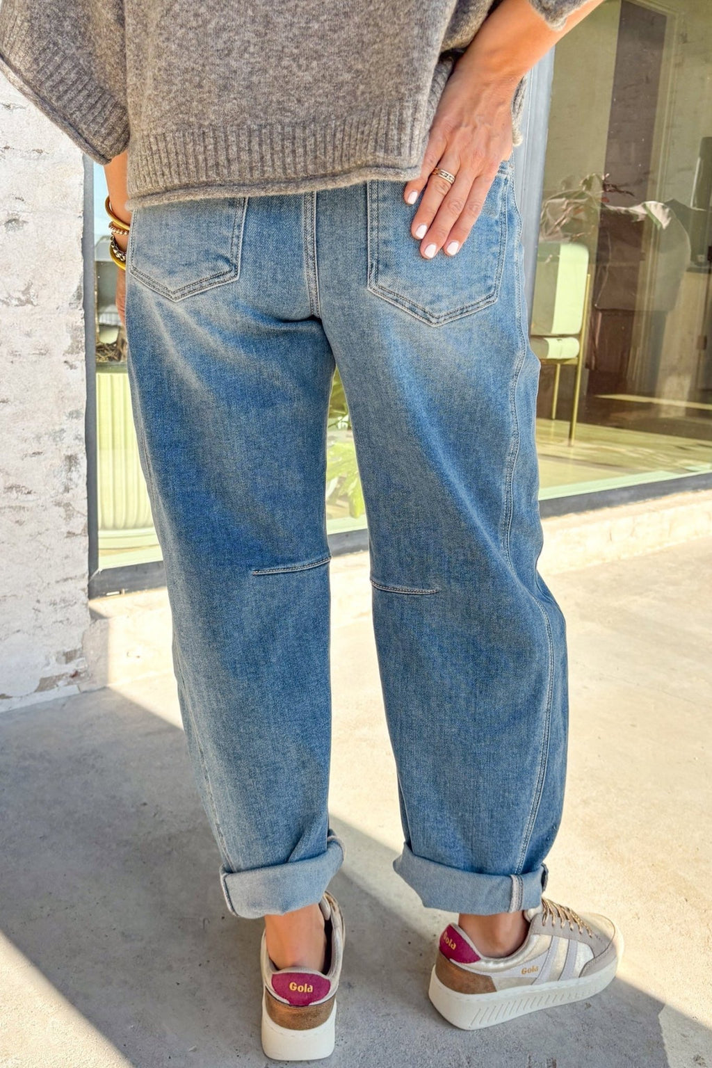 Medium Wash Denim High Waist Barrel Leg Jeans - Rooted & Reckless Co.