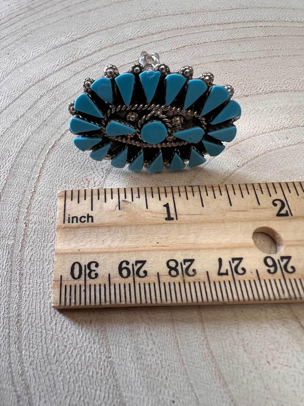 Merlinda Chavez Zuni Sterling Silver Statement Ring with Turquoise — Size 9 (Hallmark "D&M Chavez, Zuni") - Rooted & Reckless Co.