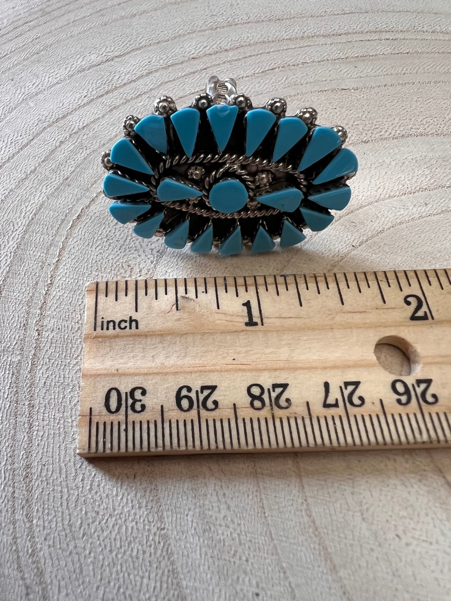 Merlinda Chavez Zuni Sterling Silver Statement Ring with Turquoise — Size 9 (Hallmark "D&M Chavez, Zuni") - Rooted & Reckless Co.