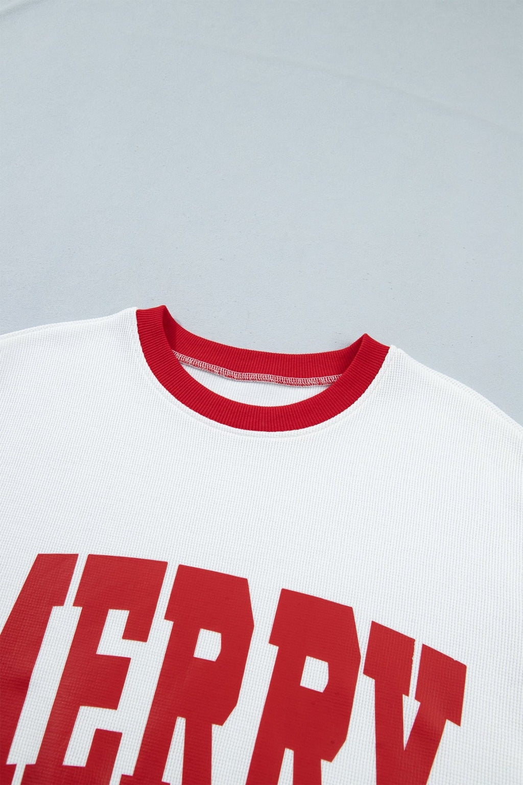 Merry Colorblock Waffle Knit Christmas Sweatshirt - Rooted & Reckless Co.