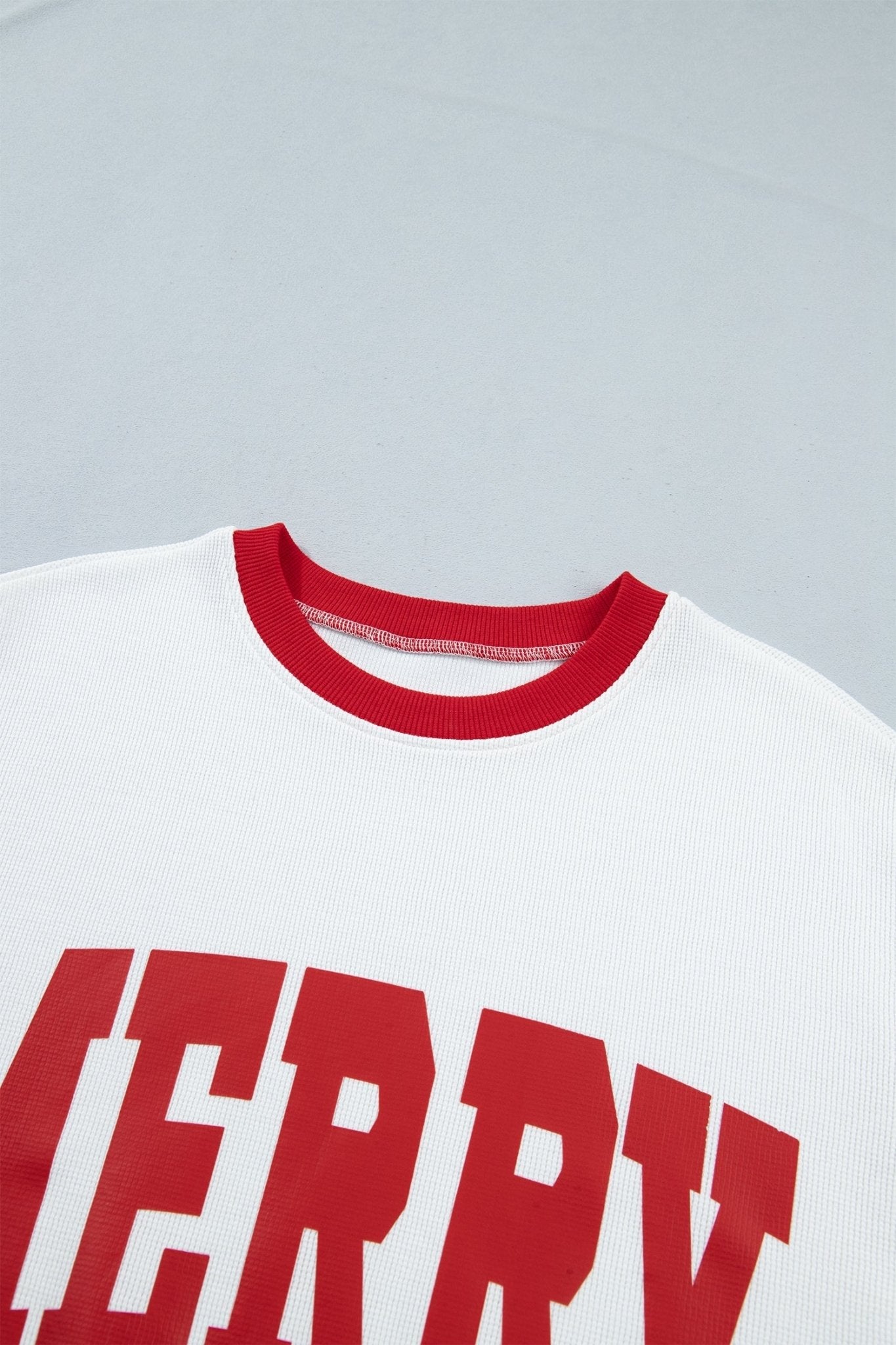 Merry Colorblock Waffle Knit Christmas Sweatshirt - Rooted & Reckless Co.