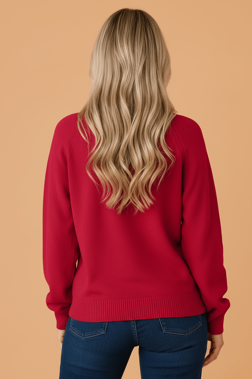 MERRY Raglan Long Sleeve Christmas Sweater - Rooted & Reckless Co.