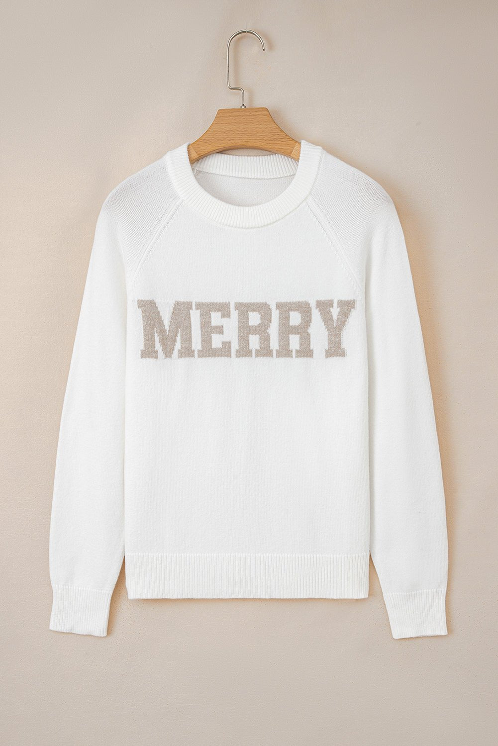 MERRY Raglan Long Sleeve Christmas Sweater - Rooted & Reckless Co.