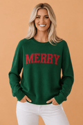MERRY Raglan Long Sleeve Christmas Sweater - Rooted & Reckless Co.