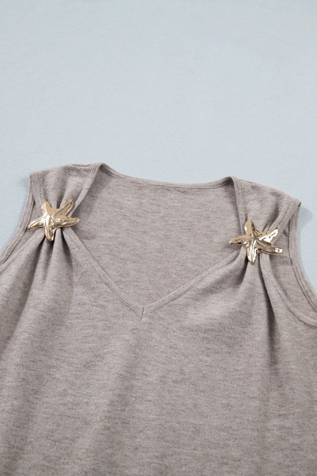 Metal Starfish V-Neck Sweater Knit Tank Top - Rooted & Reckless Co.