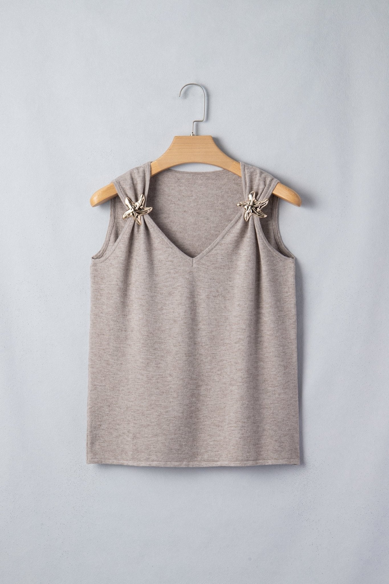 Metal Starfish V-Neck Sweater Knit Tank Top - Rooted & Reckless Co.