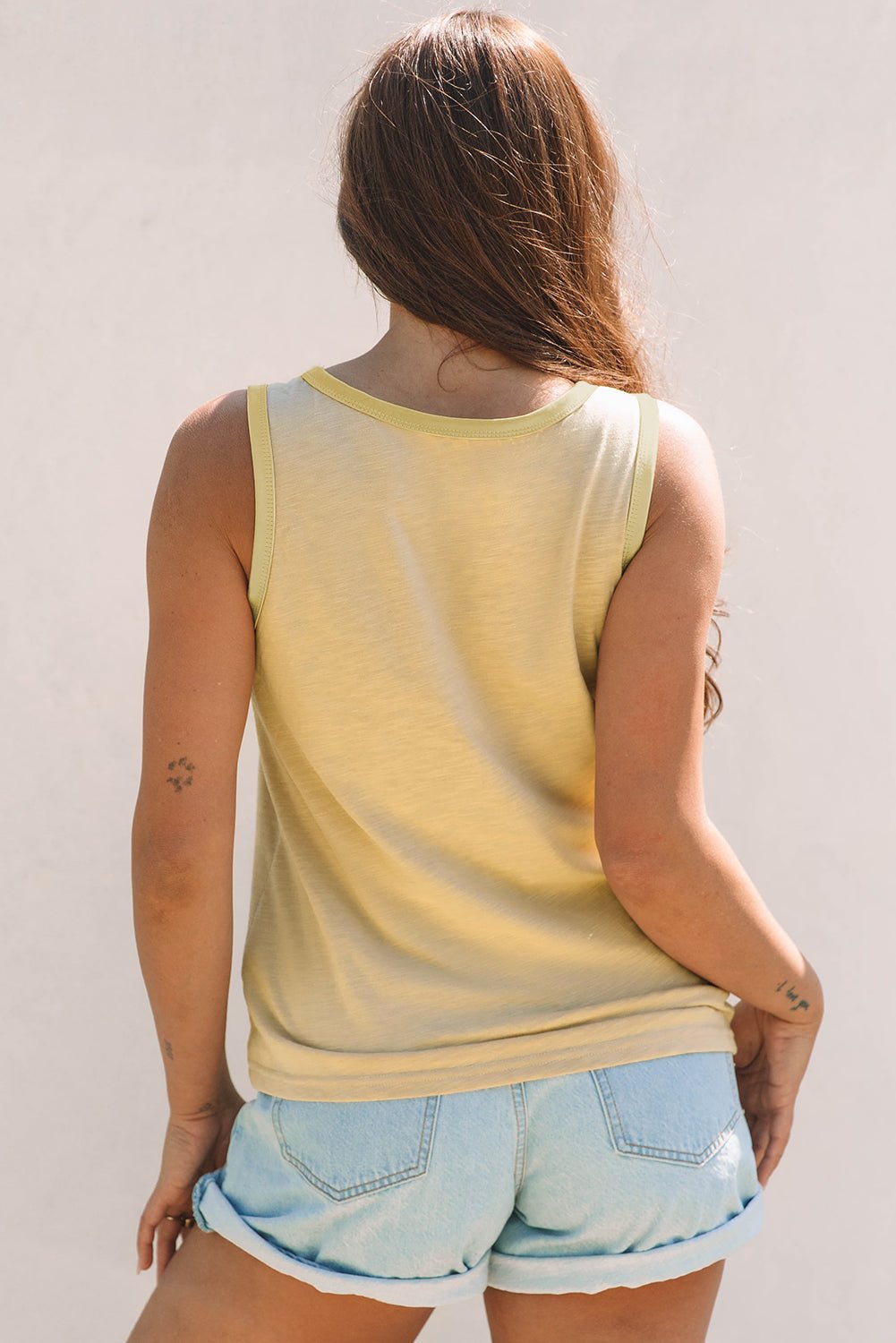 Metallic Contrast Trim Scoop Neck Tank Top - Rooted & Reckless Co.